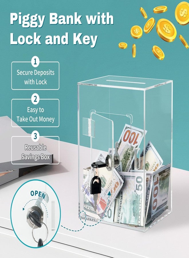 Imeepa Clear Acrylic Piggy Bank with Lock and Key for Kids Adults, Openable Money Saving Box for Cash Coins Real Money (Clear) - Image 3